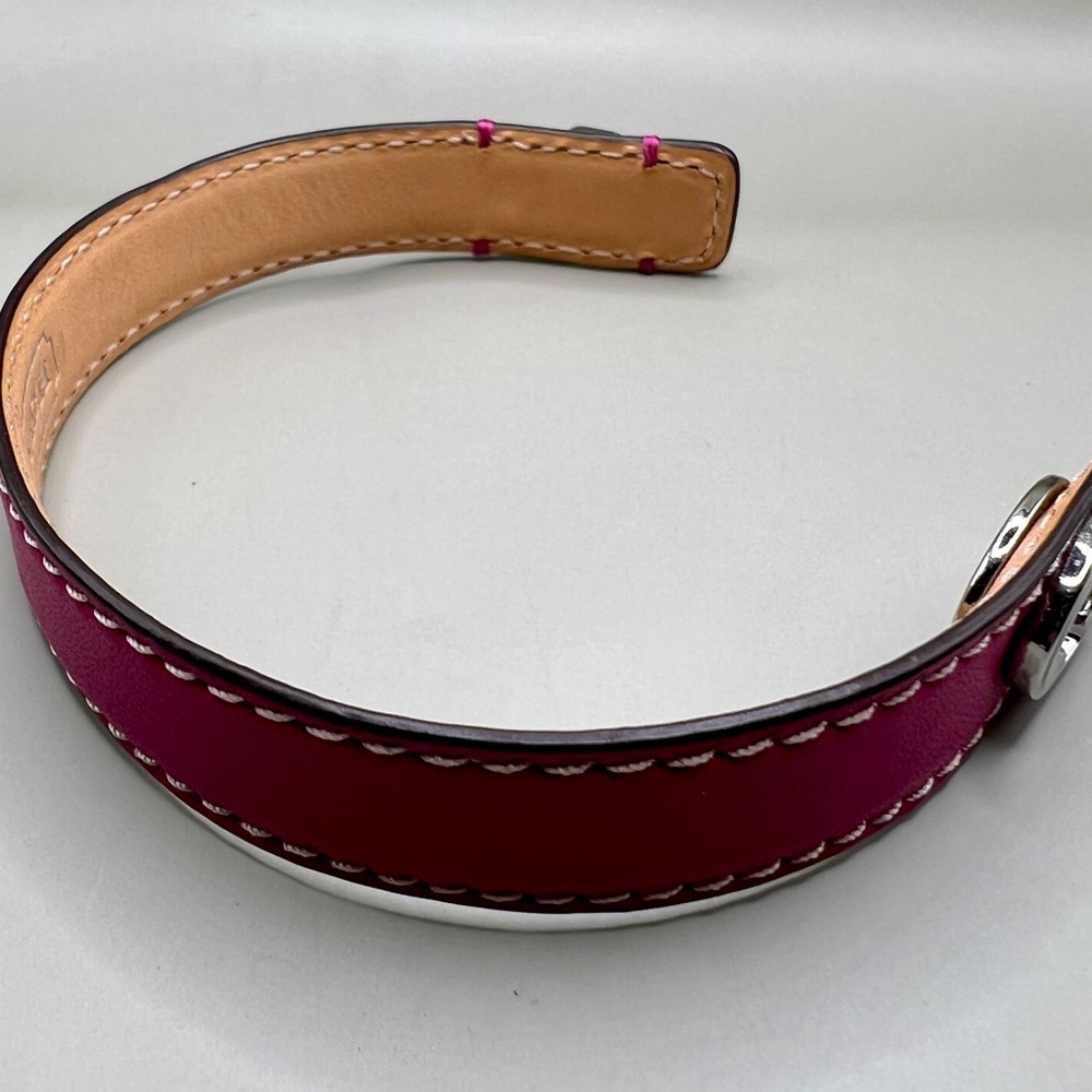 COACH Authentic Leather Turnlock Bracelet — Fuchsia/Hot Pink | NWOT | MSRP $89 - Picture 6 of 13